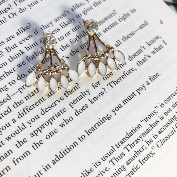 Alquimia Jewelry - NEW 3 FO35 WHITE OPAL TASSEL DIAMOND STUD EARRINGS